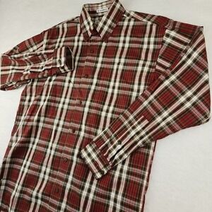 Savane Deep Dye Multicolor Checked Short-Sleeve Button Down Shirt Sz Small Linen